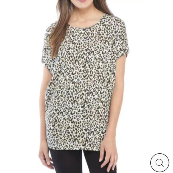 Wonderly Studio Petite Cap Sleeve Swing Blouse Top Medium Leopard Print - Picture 1 of 6
